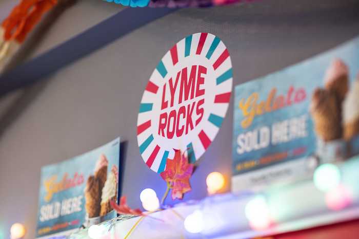 Lyme Rocks Our Story Image, showing the Lyme Rocks logo as a sticker in store