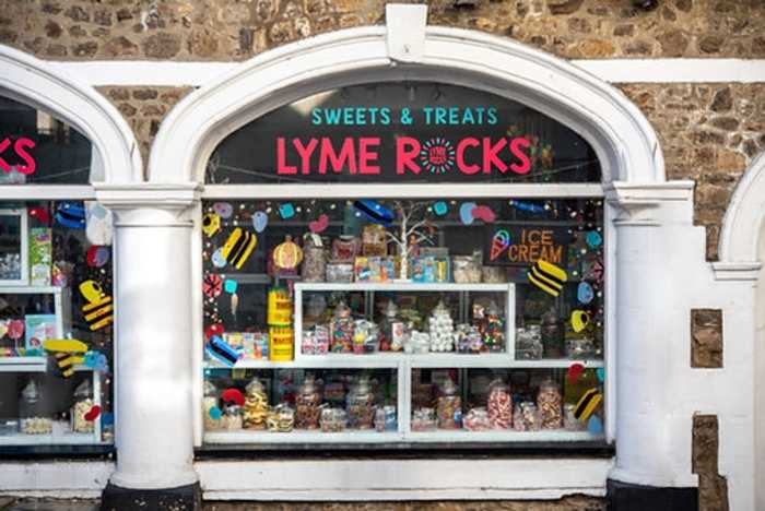 Lyme Rocks Shop History image, showing the shop front.